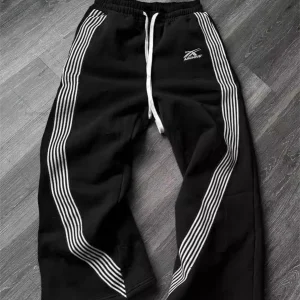 Embroidered Black Gray Men's Women's Drawstring Sweatpants