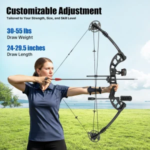 30-55 lbs Compound Bow Adjustable Draw Weight  12 Arrows Right Hand